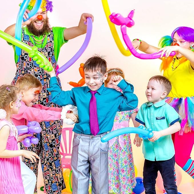 100 Pcs 260Q Balloons Kit with Pump - Kids Premium Latex Twisting Long Balloons to Make Animals Flowers, Fun Rainbow Balloons for Party Boys Girls Christmas Birthday Gifts Clowns Wedding Decor
