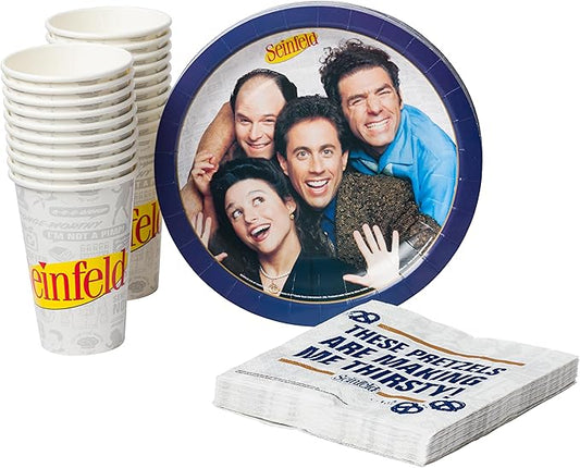 Silver Buffalo Seinfeld TV Series 60 Pack Partyware Disposable Paper Plates, Napkins, and Cups (Pack of 360)