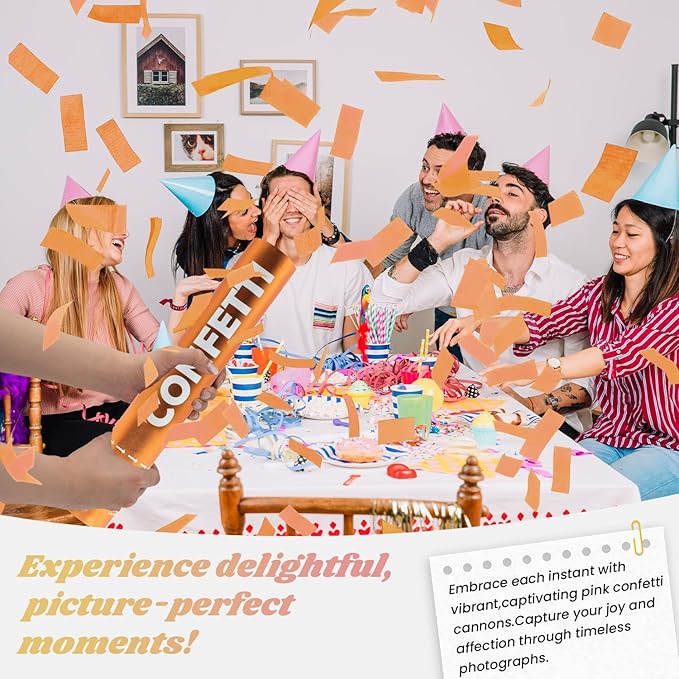 Confetti Cannon Orange Confetti Poppers 12 Pack Party Poppers 12 Inch Confetti Shooters Orange Twist Popper Sticks for Wedding Graduation Engagement Anniversary Bridal Shower Valentines Day Birthday