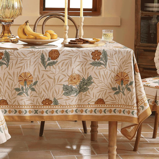 patdrea Designer French Vintage Extra Long Rectangular Tablecloth,Yellow Floral Pattern Anti-Wrinkle Table Cloth,Decor Cover for Kitchen Dining Parties,Christmas,Thanksgiving,67"x118"-Cornflowers