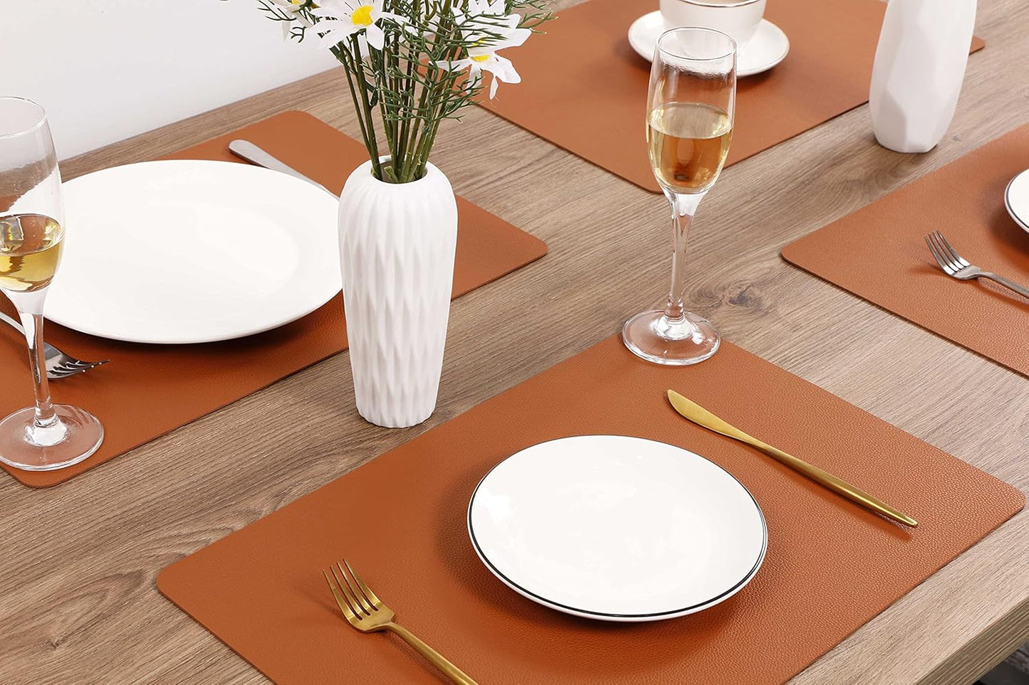 Fall Placemats Set of 2 Wipeable Table Mats Easy to Clean Waterproof Kitchen Mats for Dining Table Outdoor Indoor (2, Brown)