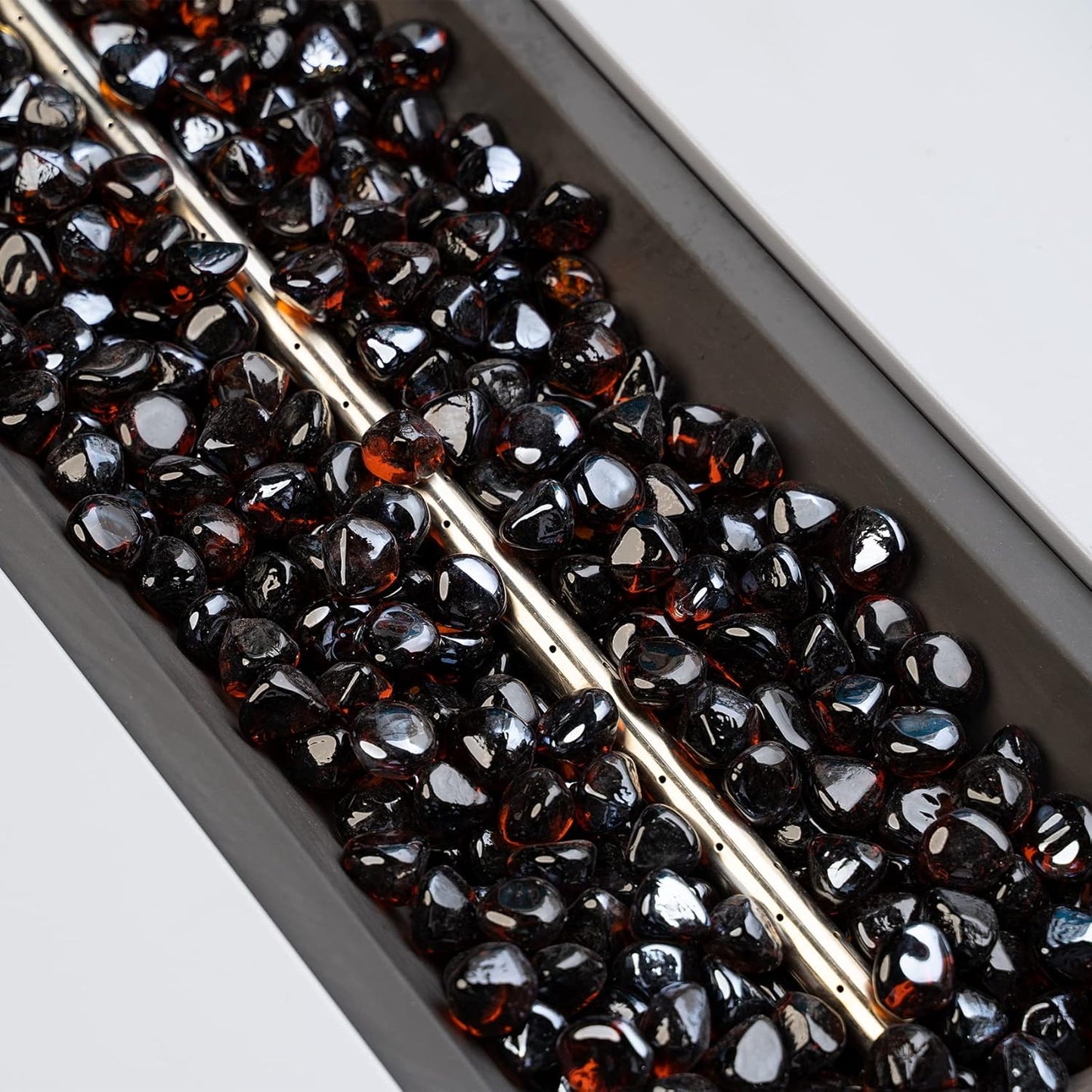 Mr. Fireglass 10 Pounds Blended Fire Glass Diamonds for Fireplace Fire Pit & Lanscaping - 1 inch High Luster Amber Fire Rocks