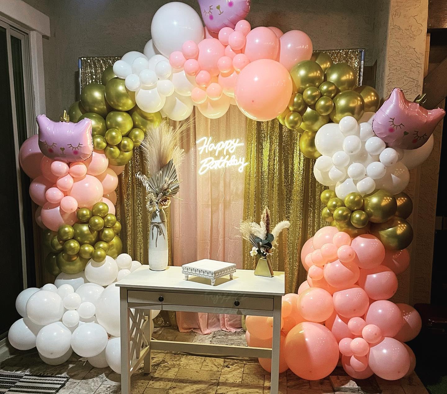 142Pcs Pink and White Balloon Garland Arch Kit - Pink and Gold White and Gold Confetti Balloons Different Size Balloons for Girls Birthday Baby Shower Wedding Bridal Shower Party Decorations