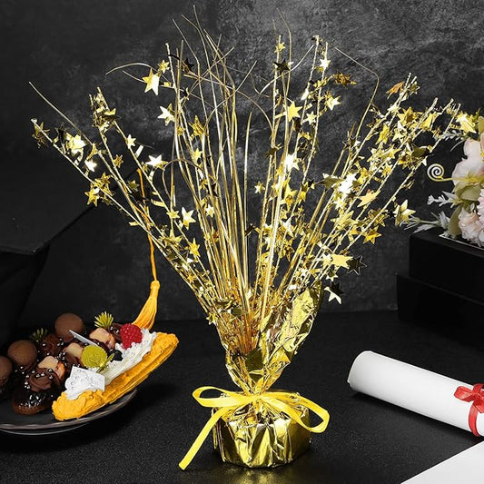 Crowye 6 Pcs Metallic Foil Spray Centerpiece Party Star Fall Table Decoration Valentine's Day New Year 2026 Table Decor for Birthday Party Holiday(Gold,Small Star)