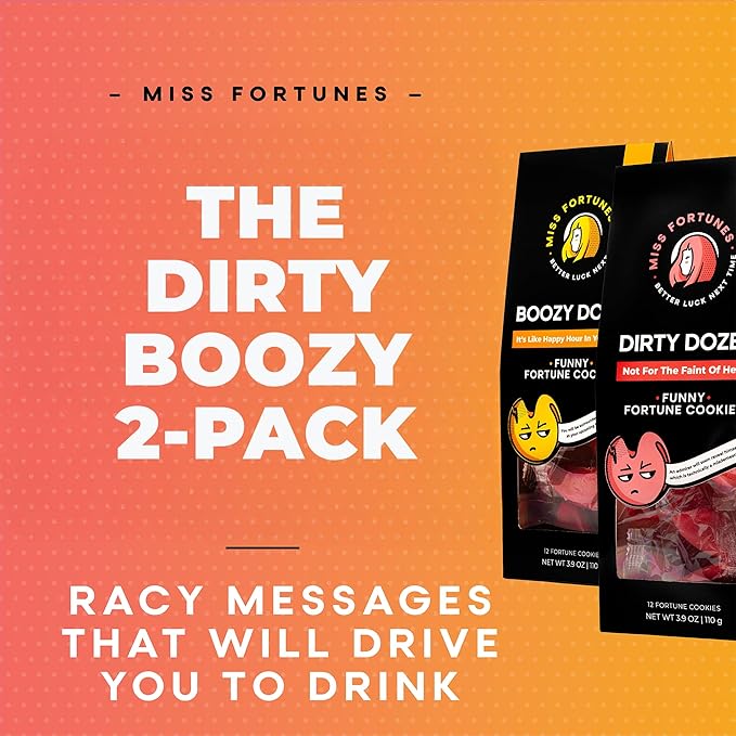 Miss Fortunes, Funny Fortune Cookies, The Two-Pack Shakur (Multi-pack of 2 Dozen Cookies) (Dirty Dozen + Boozy Dozen), 24.0 Count