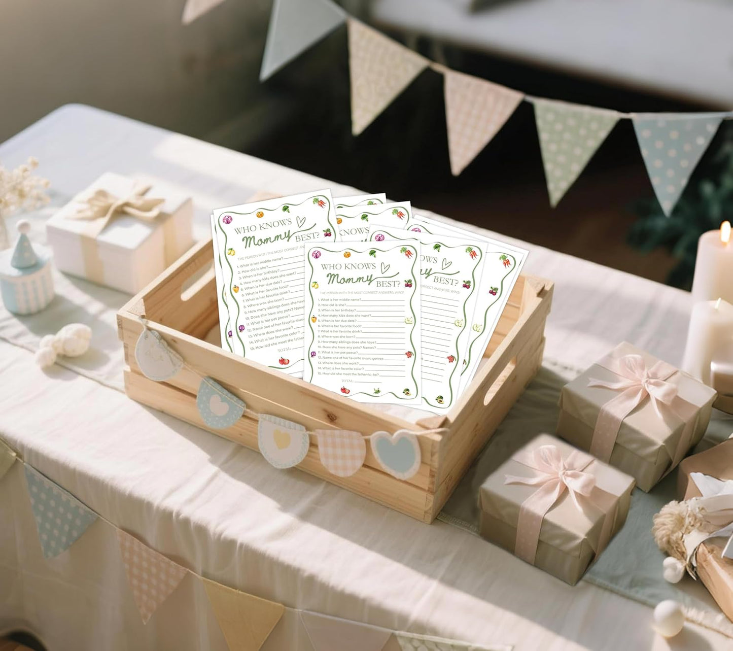 Locally Grown Baby Shower Games, Farmers Market Who Knows Mommy Best Game for 30 Guests with Game Cards, Gender Reveal, Baby Shower Supplies & Decorations (DV42)