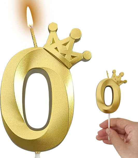 The Number 0 Gold Birthday Candles for Cake is Beautiful Number Candles for Birthday Decorations for Boys and Girls (Gold,0)