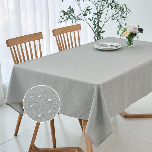 maxmill Square Tablecloth Linen Texture Stain Resistant Waterproof Wrinkle Resistant Washable Soft Table Cloth, Decorative Fabric Table Cover for Dining Room Dinner Party, 52 x 52 Inch, Light Grey