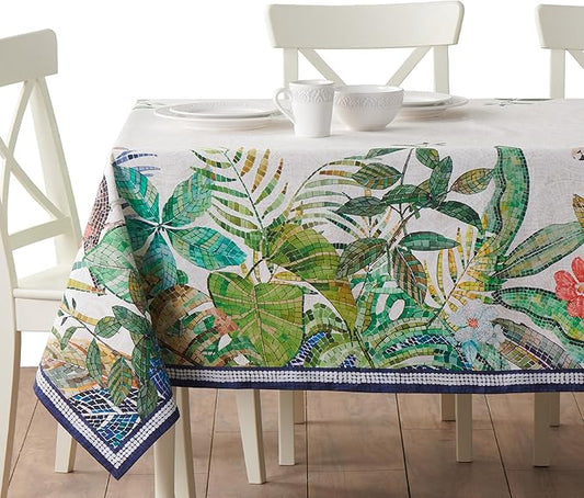 Maison d' Hermine Premium Table Cloth Rectangle Table 100% Combed Cotton 120 x 70 Inches Tablecloth Reusable Decorative for Dining Room, Farmhouse, Home, Party, Festive & Wedding - Mosaic