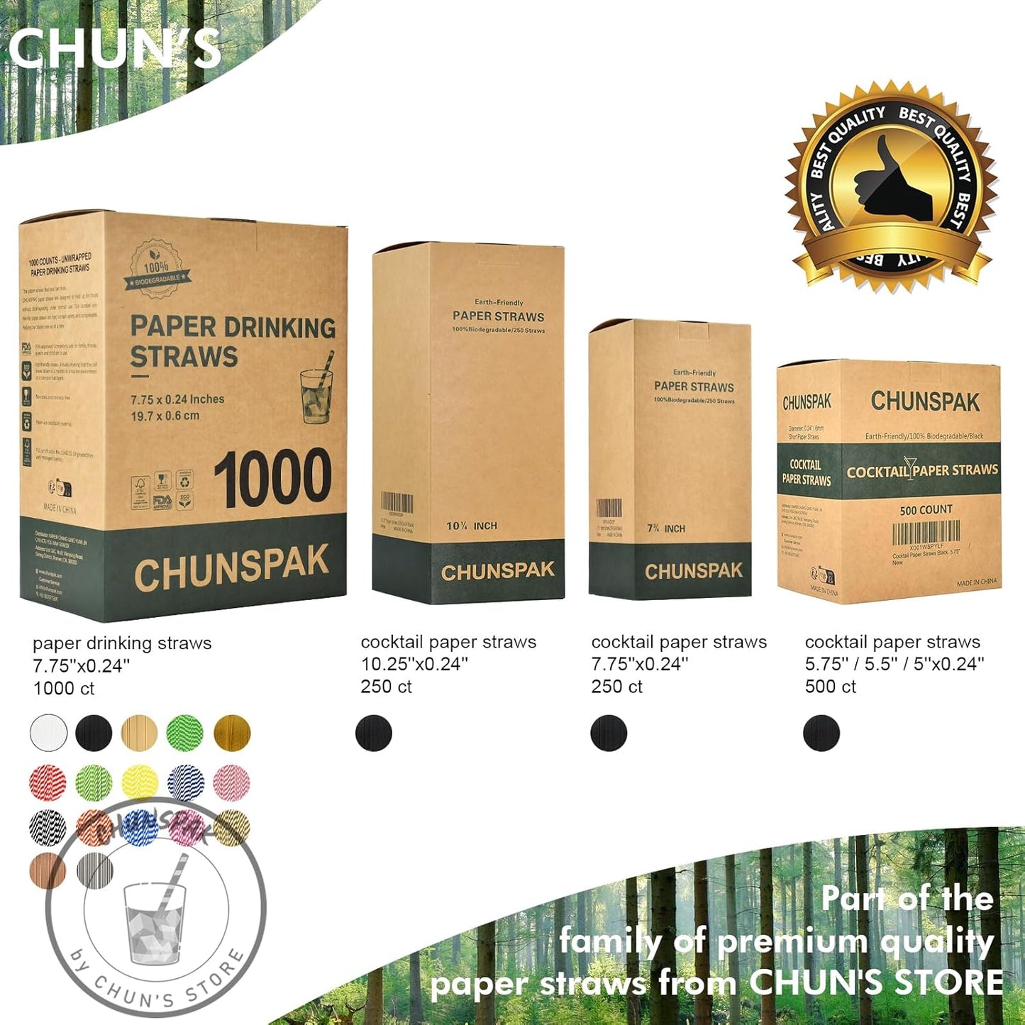 Gold Paper Straws Bulk 1000 Counts, 7.75" x0.24" - for Party, Wedding, Drinks and Cocktail