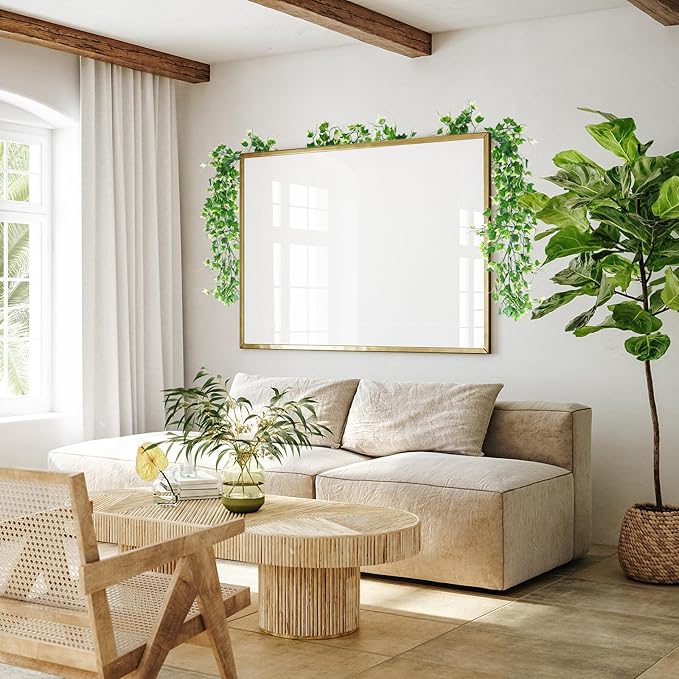 3 Pack Artificial Vine Greenery Decor - White Leaf Garland for Balcony, Mantle, Table, Arch & Backdrop Decor