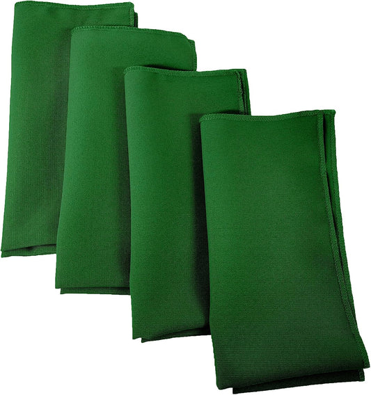 LA Linen 4-Pack Poly Blend Napkins - Soft, Washable, Stain & Wrinkle Resistant - Dinner & Party Napkins - Emerald Green - 18x18
