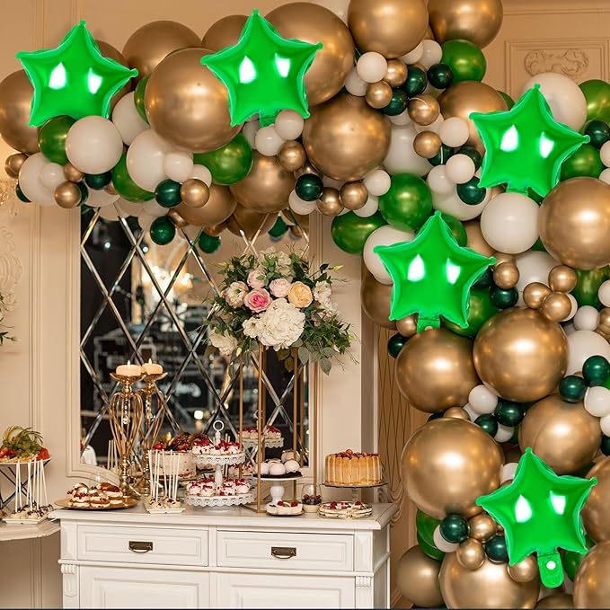 50 Pcs Star Balloons,10 Inch Green Star Foil Balloons,Stars Shaped Balloon Mylar Helium Balloon for Birthday Party Anniversary Wedding Baby Shower Decorations (10inch-green)