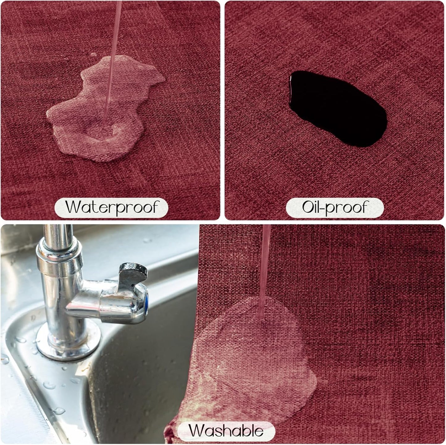 Romanstile Reversible Vinyl Placemats Set of 4, Faux Leather 100% Waterproof Oil-Proof Wipeable Place Mats, Heat Resistant Dual Sided Table Mats for Kitchen/Dining/Party (Grey Red, 12 x 17 Inch)