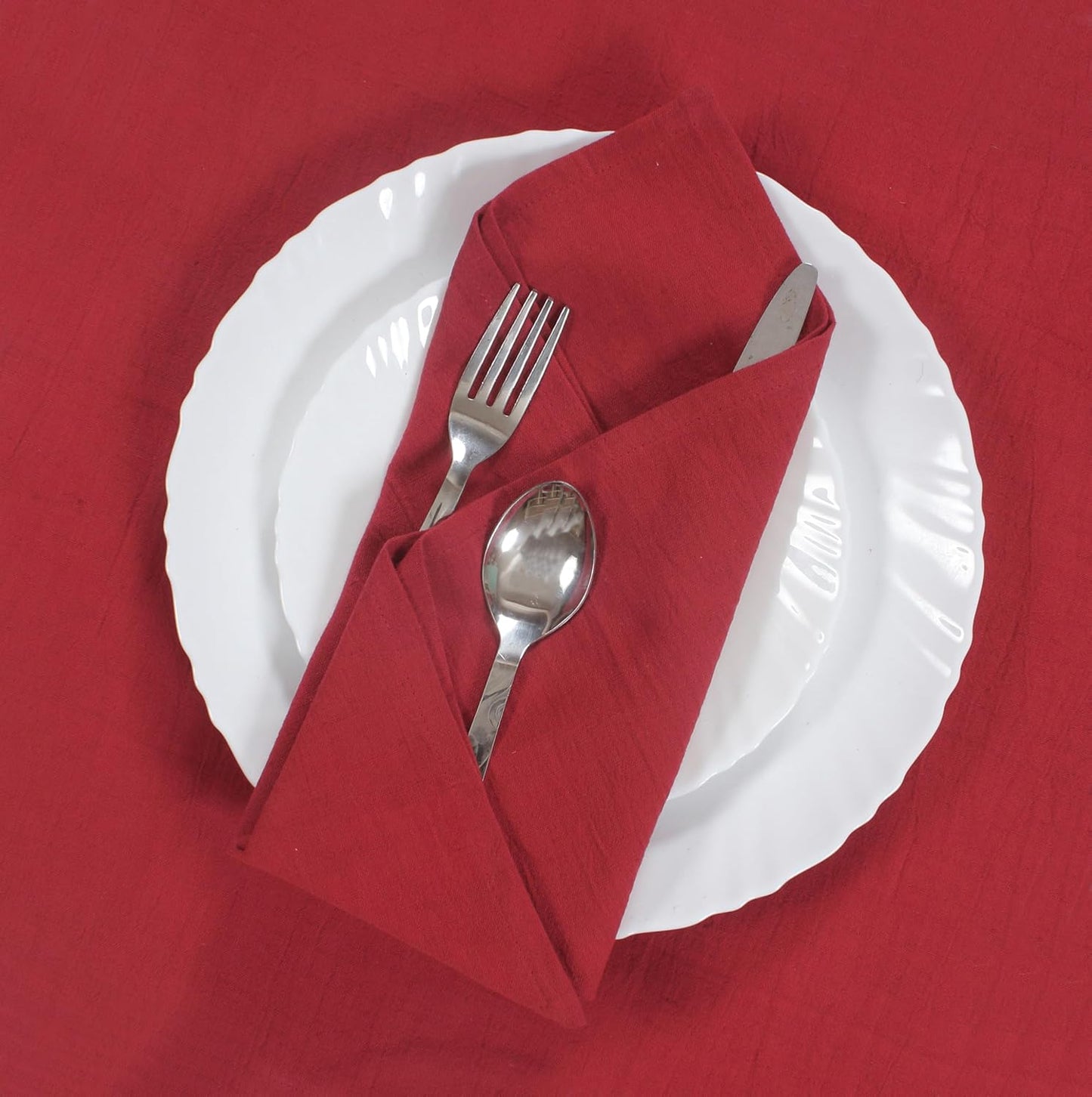 ANA Cloth Napkins Set of 12 (17.5x17.5) inch 100% Cotton Dinner Napkin Washable Hotel Quality Reusable Kitchen & Table Linen for Fall Thanksgiving Family Dinners Weddings & Everyday Use - Burgundy
