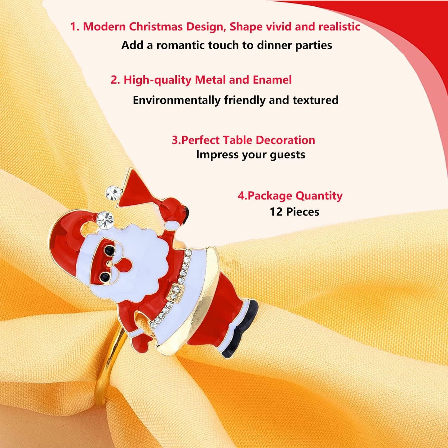 Christmas Napkin Rings Set of 12 Xmas Napkin Ring Christmas Napkin Holder for Cloth Napkins