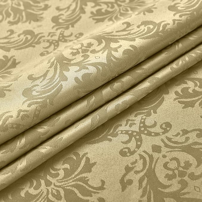 SASTYBALE Rectangle Jacquard Tablecloth - 52 x 70 Inch Spill Proof Wrinkle Resistant Damask Table Cloth, Soft Polyester Oblong Table Cover for Kitchen Parties Farmhouse, Gold