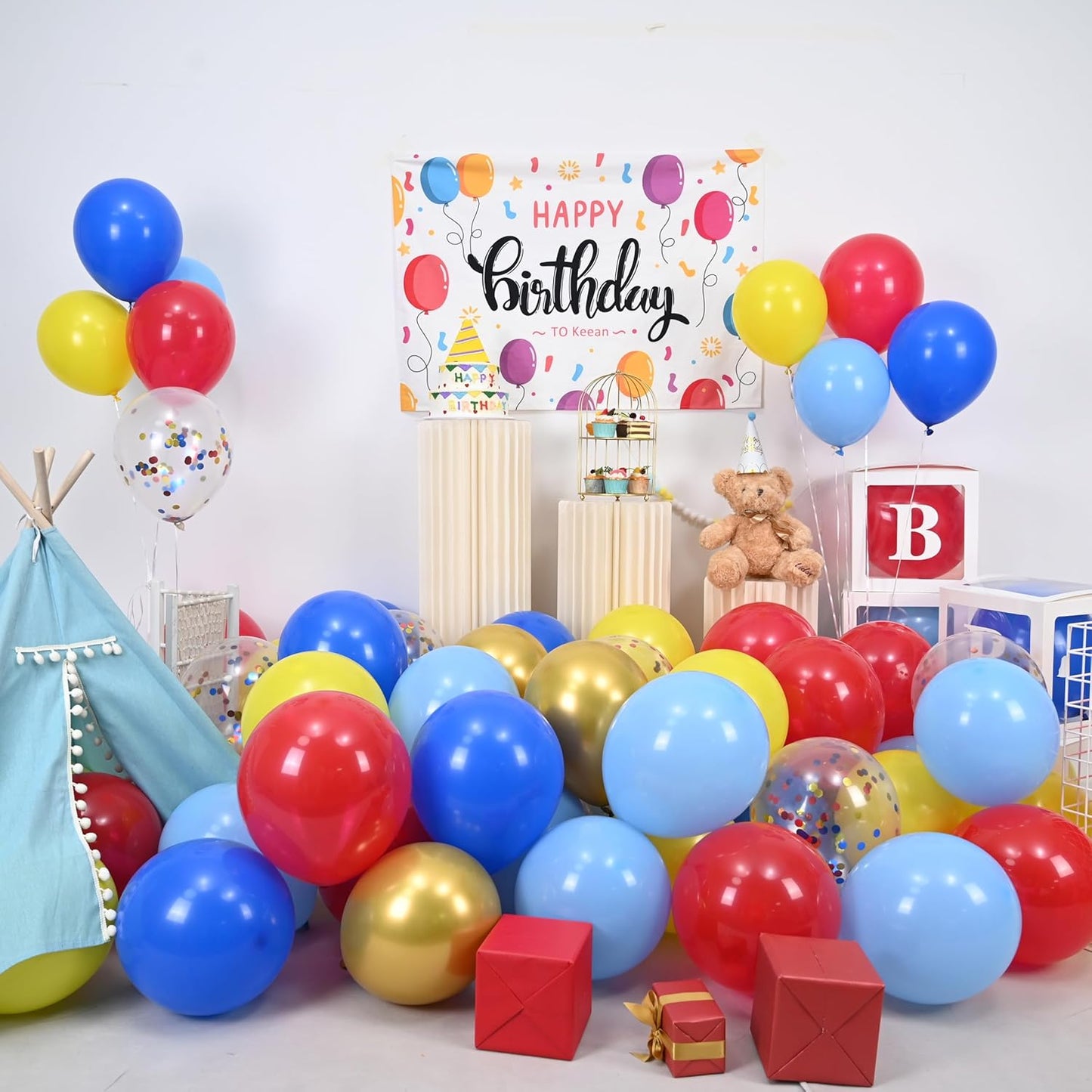 Carnival Circus Balloon Kit, 60PCS 12 Inches Red Yellow Blue Balloons Carnival Helium Balloon with Confetti Latex Balloons for Kids Boys Baby Shower Birthday Party Decoration Supplies