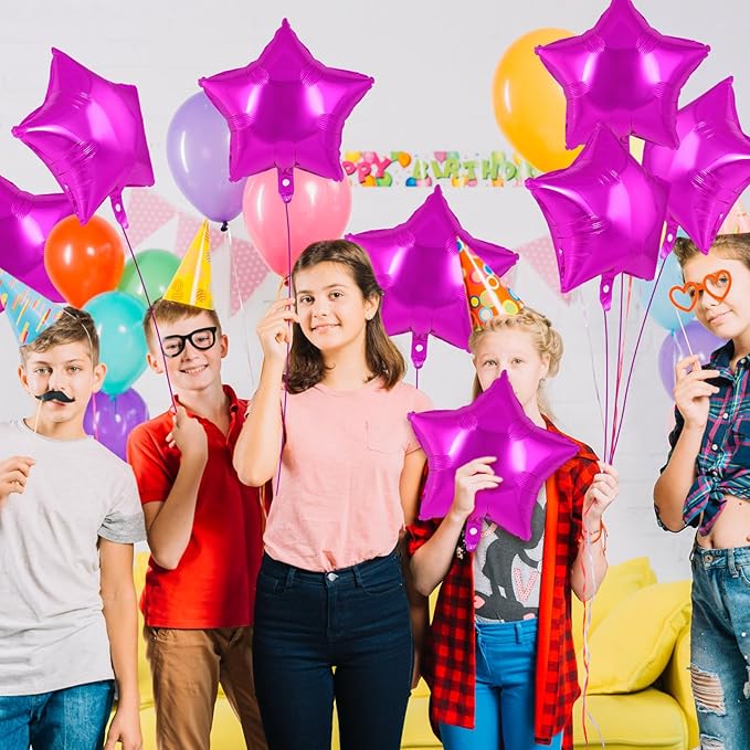 20 Pcs Rosered Star Balloons,18 Inch Star Foil Balloons,Stars Shaped Balloon Mylar Helium Balloon for Birthday Party Anniversary Wedding Baby Shower Decorations (Rosered)