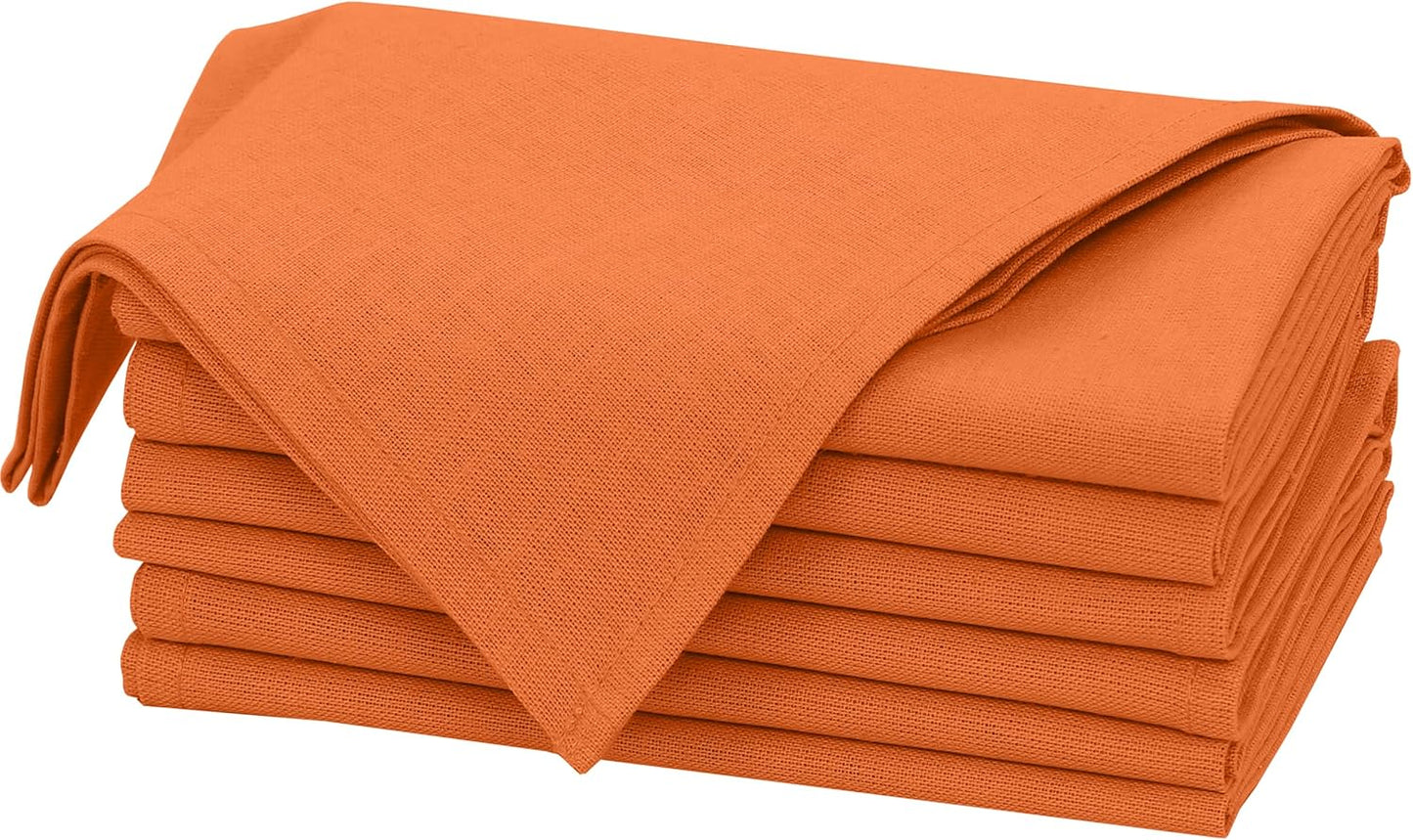 Ruvanti Linen Napkins Set of 6, 18x18 Cloth Napkins, Cotton Linen Blend Napkins Cloth Washable, Soft, Reusable Dinner Napkins for Wedding, Parties, Christmas, Thanksgiving, Everyday Use - Orange