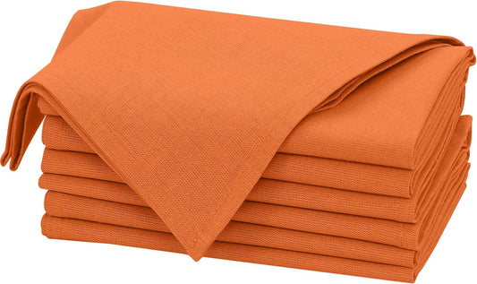 Ruvanti Linen Napkins Set of 6, 18x18 Cloth Napkins, Cotton Linen Blend Napkins Cloth Washable, Soft, Reusable Dinner Napkins for Wedding, Parties, Christmas, Thanksgiving, Everyday Use - Orange