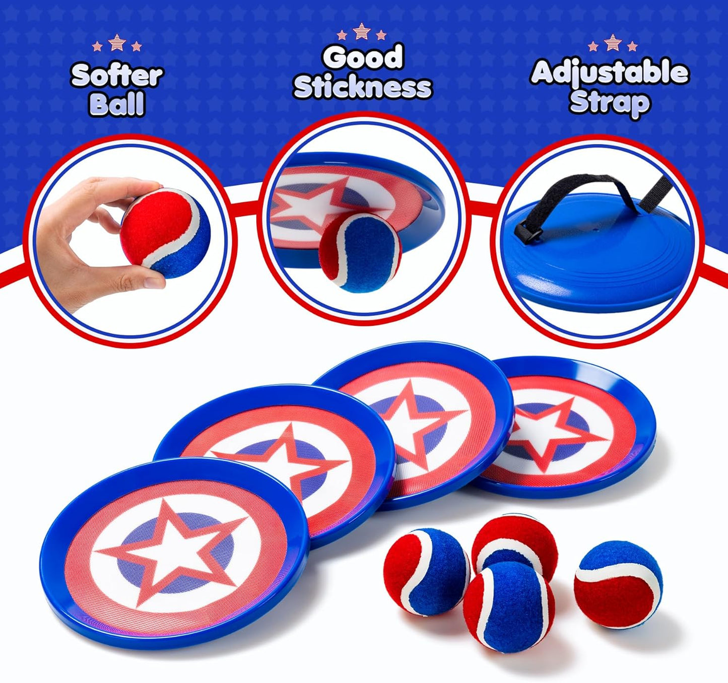 PlayZap Toss and Catch Ball Set Upgraded - Kids Baseball Toys Sturdy PVC for Family Games - Water-Resistant Great for Beach Pool Yard Outdoor - Gift for 3 4 5 6 7 8 9 10 11 12+ Years Old Boys Girls
