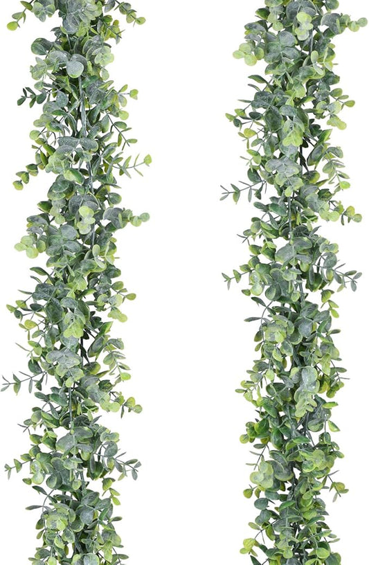 Lvydec 2 Pack Artificial Eucalyptus Garland, Fake Eucalyptus Greenery Garland Wedding Backdrop Arch Wall Decor, 5.5 Feet/Strand Fake Hanging Plant for Table Festival Party Decoration