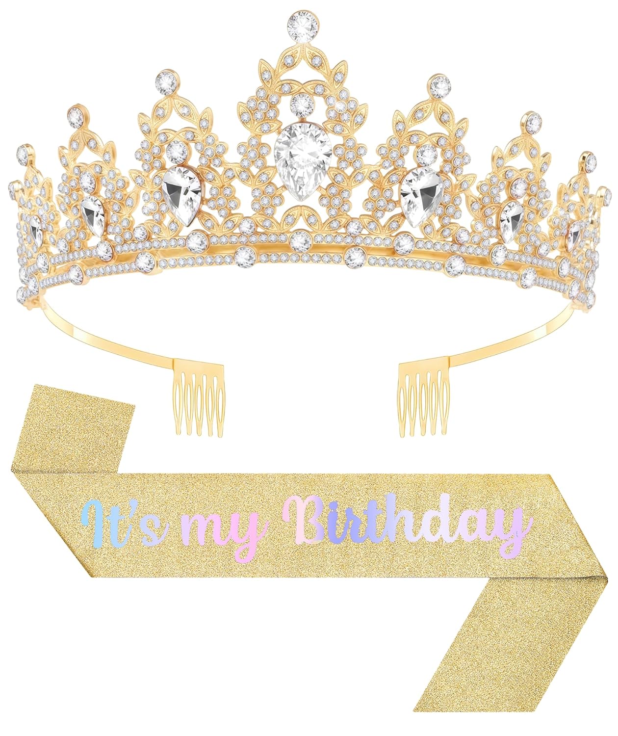 Birthday Tiara and Crown with Sash, Birthday Tiara for Women Party