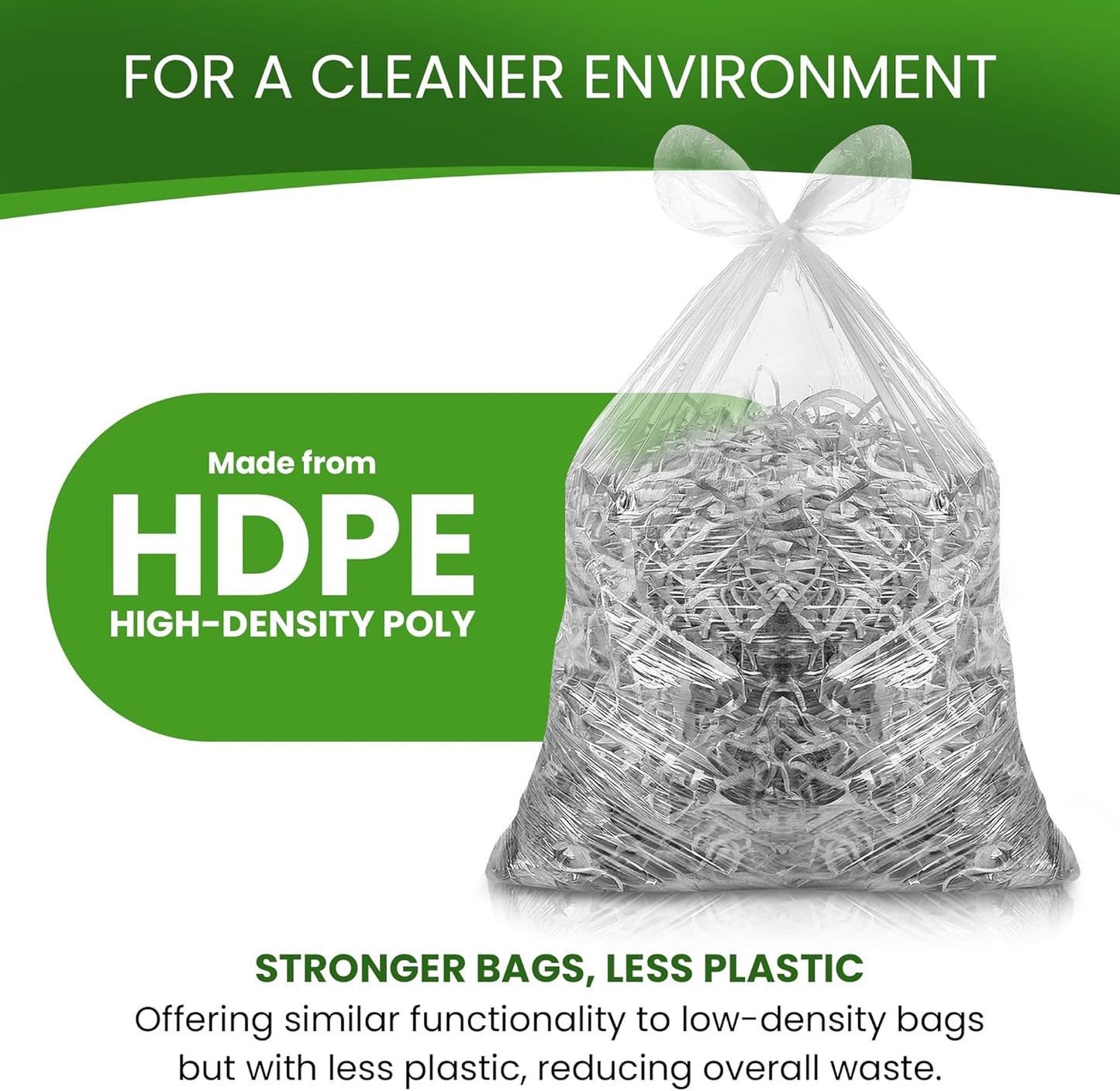 Betta 8-10 Gallon Medium Trash Bags, Clear, 1000 Count Box, (24x24-inch) Commercial Office Wastebasket Garbage Can Liners, 7-10 Gallon Round Cans, 6-8 Gallon Slim and Square Cans