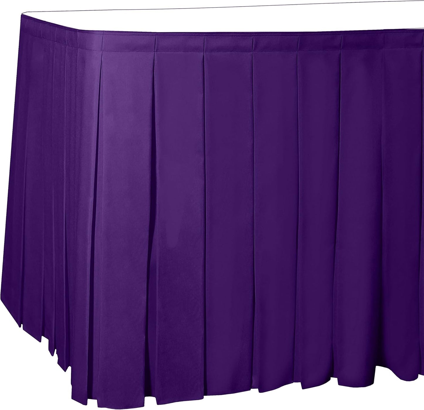 Ultimate Textile Pleat Polyester Fabric Table Skirt - Machine Washable, Flame Resistant, Cut & Sewn in NJ, Desk Skirt - Plum, 17' Box Pleat x 42" h