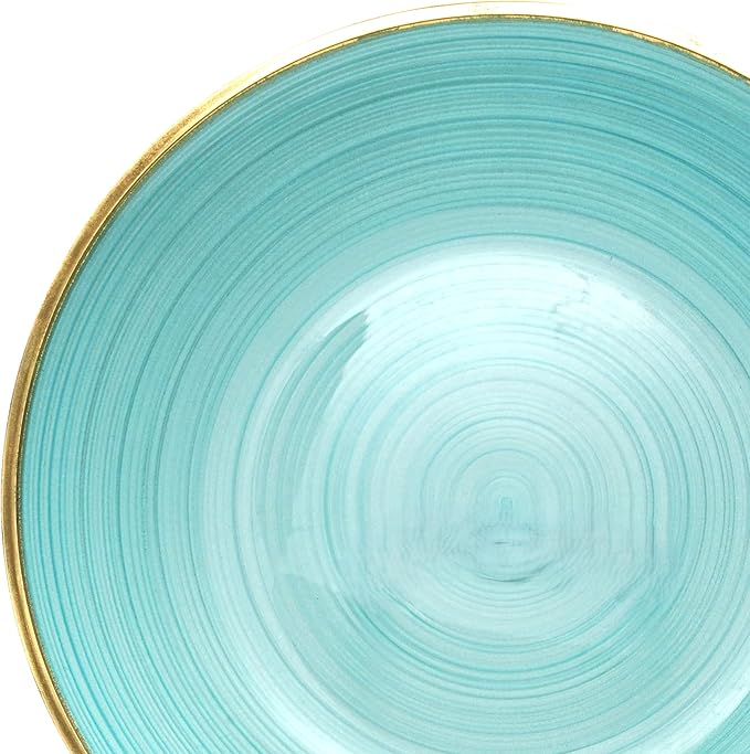OCCASIONS 240-Pc Disposable Plastic Dinnerware Set (120 Guests) for Wedding Party - 10'' Dinner & 7'' Salad Dessert Plates (120 Each), Premium Heavyweight (Belize, Aqua & Gold)