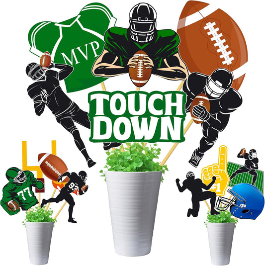 Football Birthday Party Centerpiece Sticks Rugby Ball Table Toppers Sports Theme Birthday Party Decoration Super Bowl Party Table Centerpieces for Football Touch Down Baby Shower Supplies