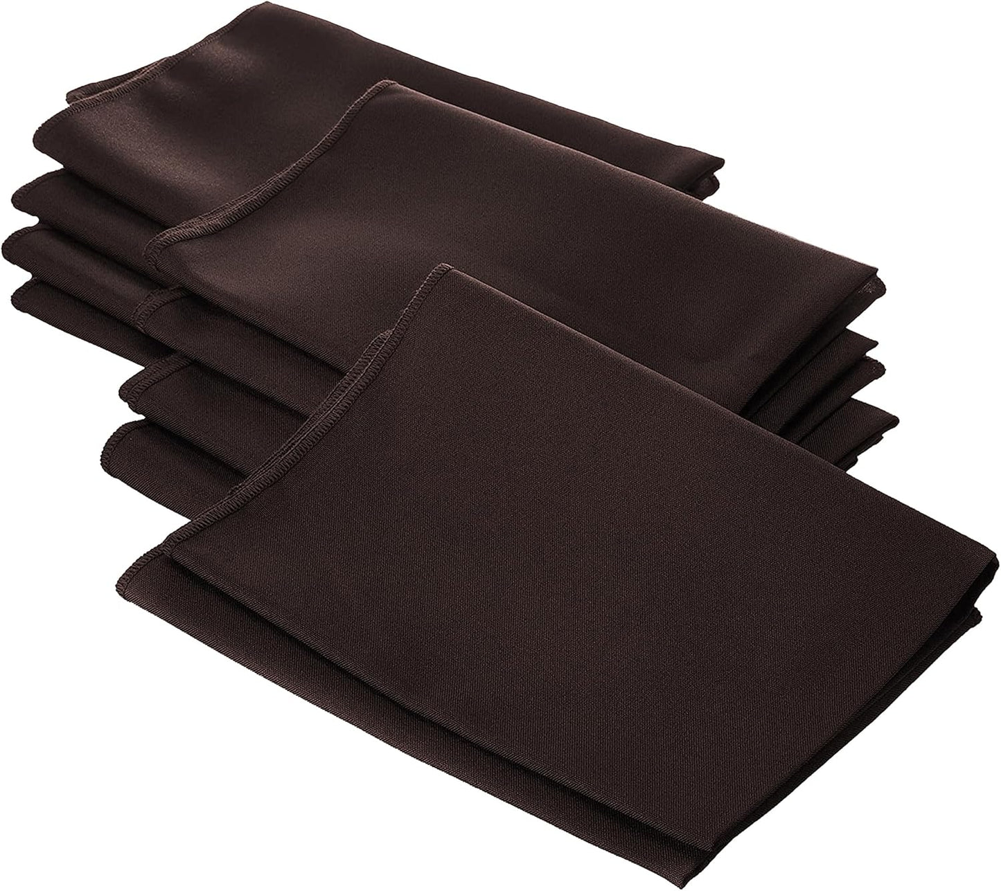 LA Linen 10-Pack Poly Poplin Napkin, Soft Cloth Napkins, Washable Reusable Napkins, Stain and Wrinkle Resistance Table Napkins for Dinner, Wedding, Parties, 18 by 18-Inch, Brown