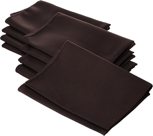 LA Linen 10-Pack Poly Poplin Napkin, Soft Cloth Napkins, Washable Reusable Napkins, Stain and Wrinkle Resistance Table Napkins for Dinner, Wedding, Parties, 18 by 18-Inch, Brown