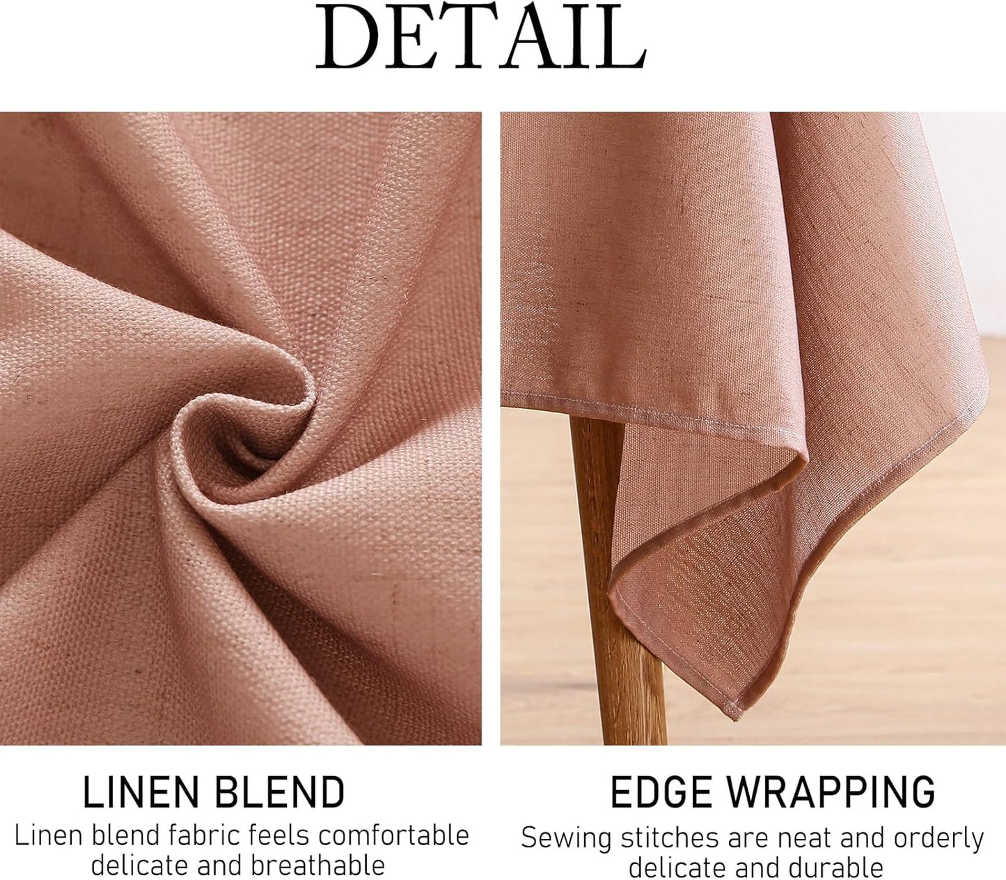 ISAENNE Pink Tablecloth for Round Tables,Linen Table Cloth Solid Color Plain Simplicity,Heavy Durable Table Cover for Dining Kitchen Decor Party Banquet, Diameter 55"