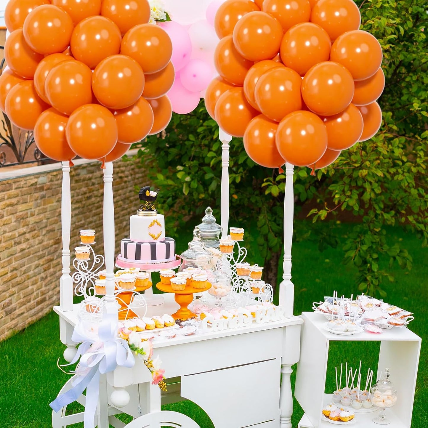 50pcs Orange Balloons, 12inch Helium Quality Orange Latex Balloon for Birthday, Halloween, Father’s Party Decorations(With Ribbon & Glue)