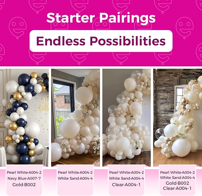 Bezente Pearl White Latex Party Balloons - 150 Pack 5 Inch Matte Small Ivory Helium Pearlescent White Balloons for Anniversary Wedding Baby Shower Birthday Party Decorations