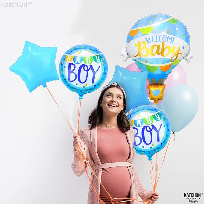 KatchOn, Welcome Baby Boy Balloons - 31 Inch, Pack of 5 Its A Boy Balloon Set | Balloons for Welcome Home Baby Boy Decorations | Baby shower decorations for boys