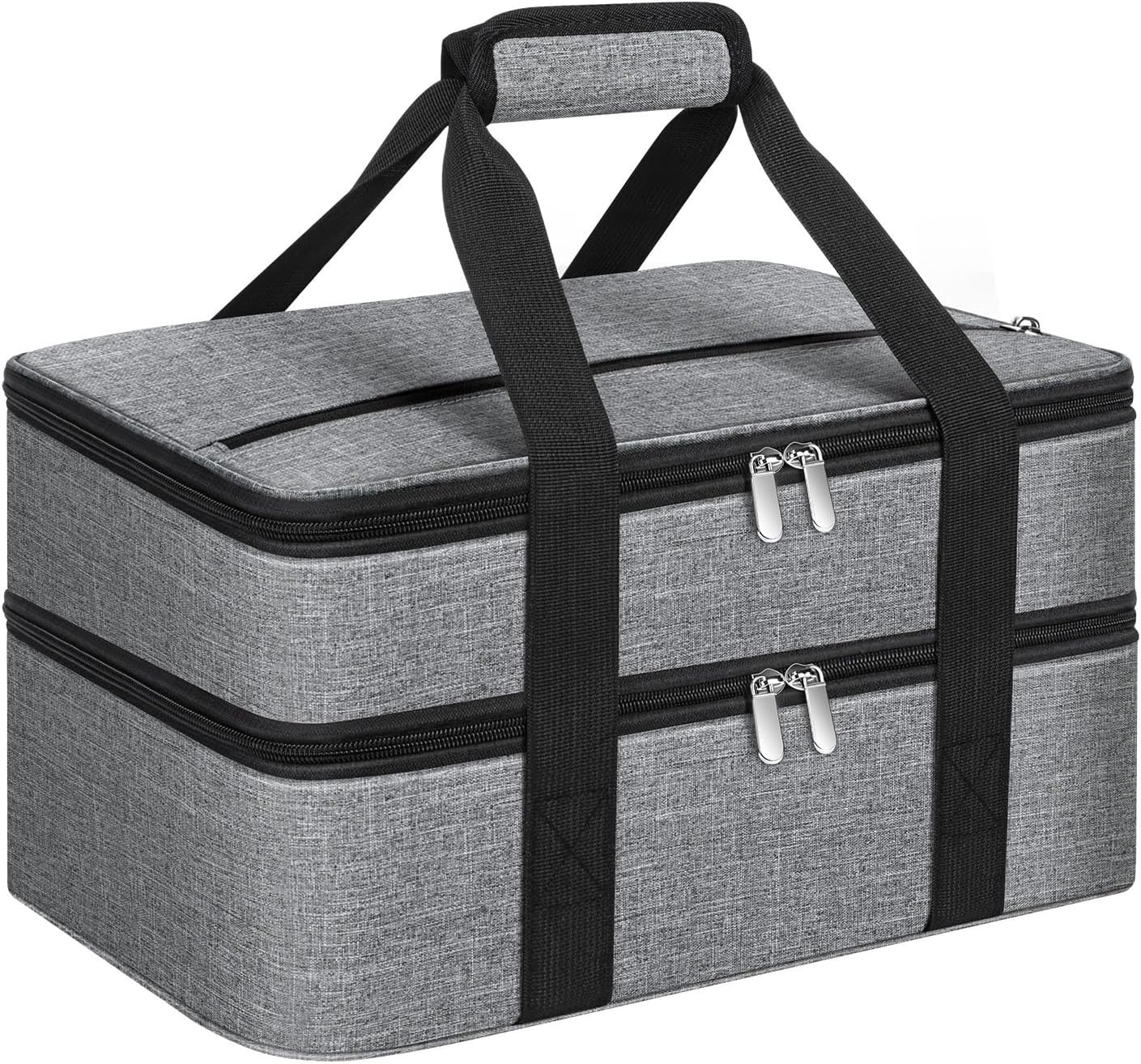 Double Insulated Casserole Carrier, Portable Casserole Carrier for Hot or Cold Food Lunch Tote Warmer or Cooler Bag, Lasagna Lunch Bag for Potluck Parties- Fits 9" x 13" Baking Dish-Grey