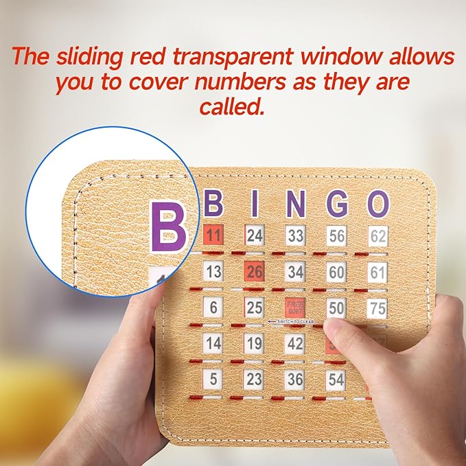 GSE Games & Sports Expert Shutter Bingo Cards, Finger-Tip Shutter Slide Bingo Cards, Easy-Read Large Print Bingo Cardboard with Sliding Windows