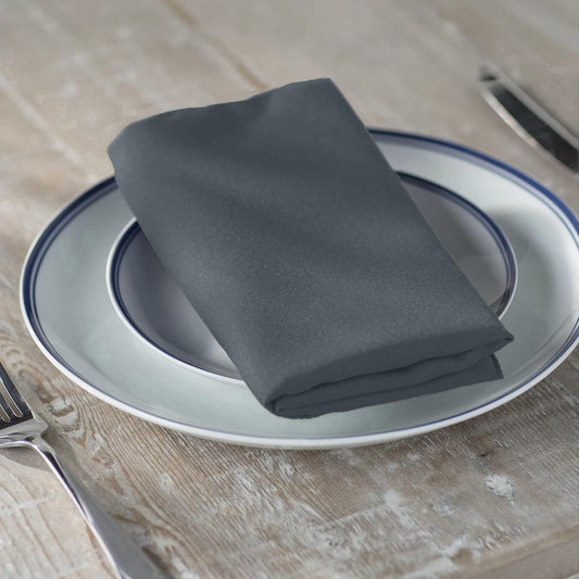 LA Linen 10-Pack Poly Poplin Napkin, Soft Cloth Napkins, Washable Reusable Napkins, Stain and Wrinkle Resistance Table Napkins for Dinner, Wedding, Parties, 17 by 17-Inch, Gray Dark
