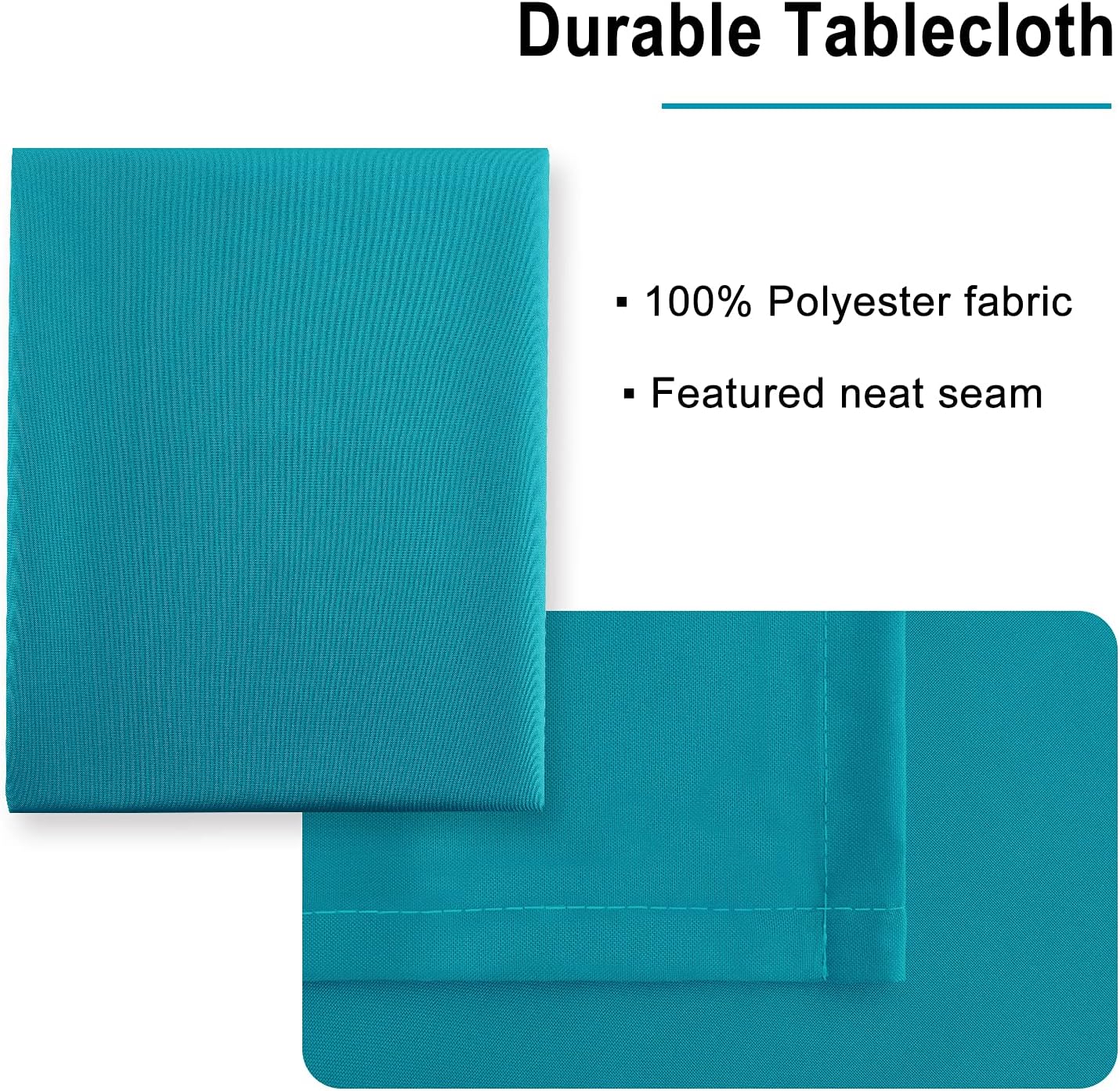 Hiasan Rectangle Tablecloth - Water Resistant and Spillproof Kitchen Washable Polyester Fabric Table Cloth for 6 Foot Tables, 54 x 120 Inch, Turquoise