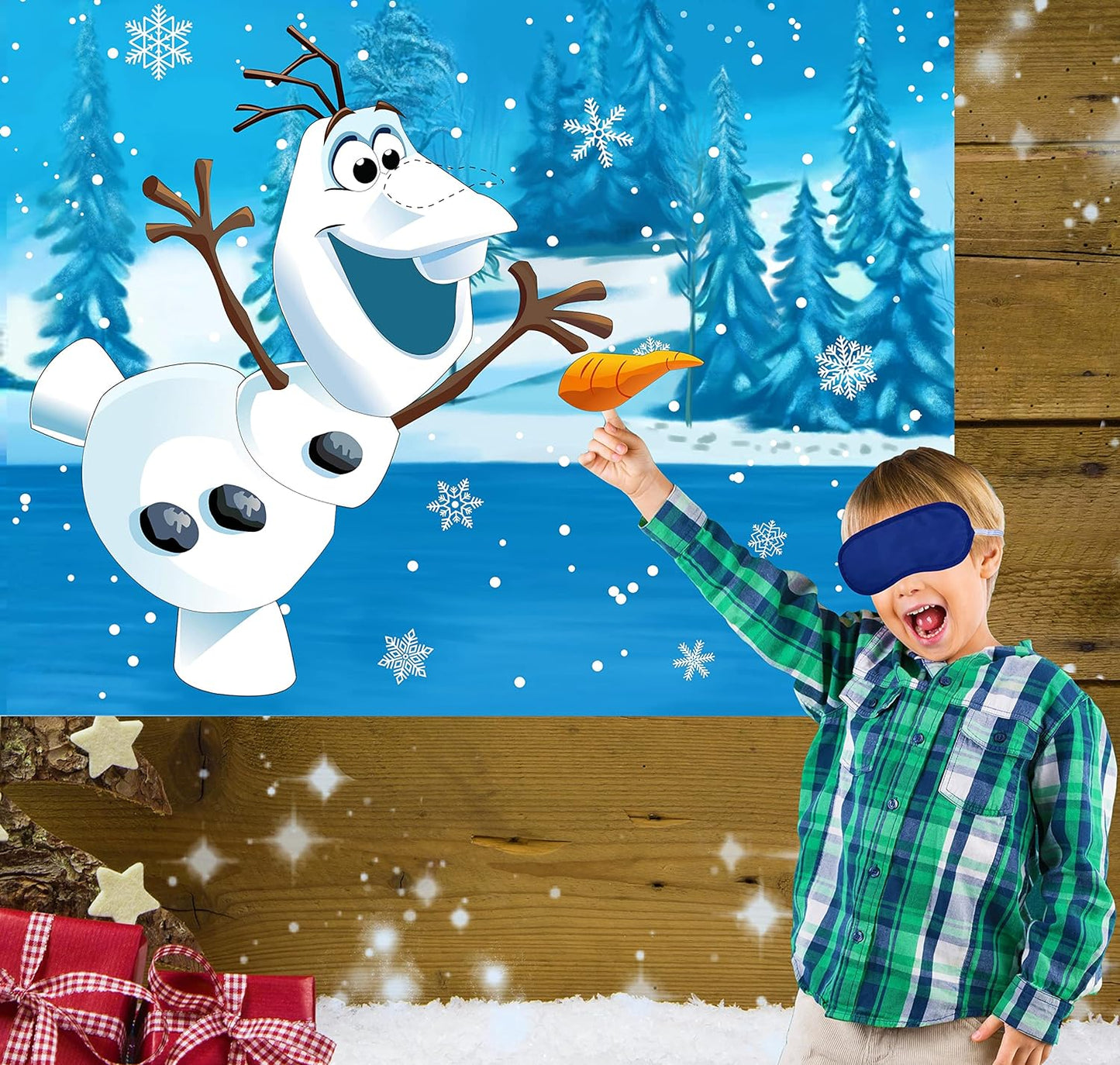 Pin The Nose on The Snowman Game for Kids Christmas Party Game for Kids Snowman Pin Game with 24Pcs Nose Stickers Birthday Party Supplies Activities