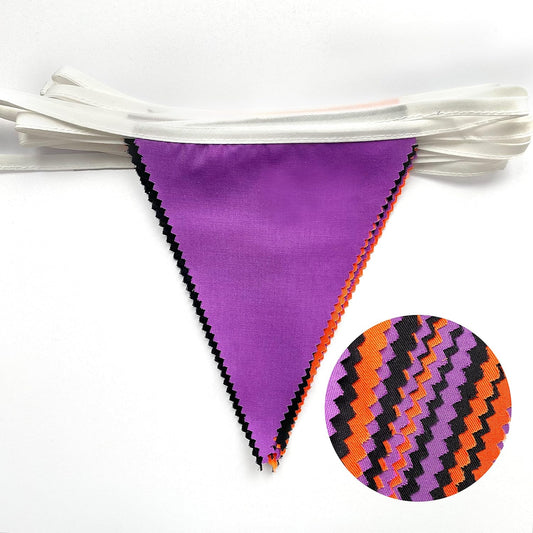 32Ft Orange Black Purple Halloween Pennant Banner Fabric Triangle Flag Bunting Garland for All Hallows Eve Wedding Birthday Home Nursery Outdoor Garden Hanging Festivals Decoration (36Pcs)