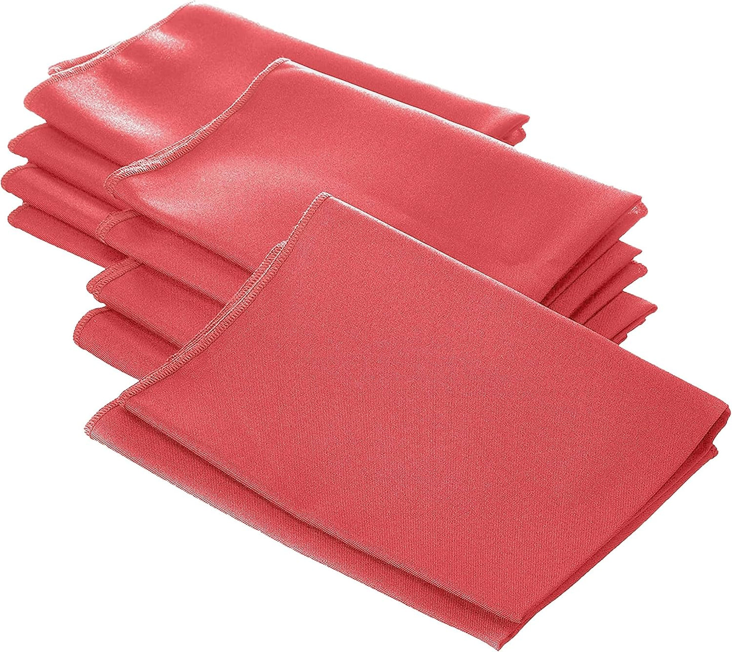 LA Linen 10-Pack Poly Poplin Napkin, Soft Cloth Napkins, Washable Reusable Napkins, Stain and Wrinkle Resistance Table Napkins for Dinner, Wedding, Parties, 18 by 18-Inch, Coral