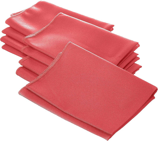 LA Linen 10-Pack Poly Poplin Napkin, Soft Cloth Napkins, Washable Reusable Napkins, Stain and Wrinkle Resistance Table Napkins for Dinner, Wedding, Parties, 18 by 18-Inch, Coral