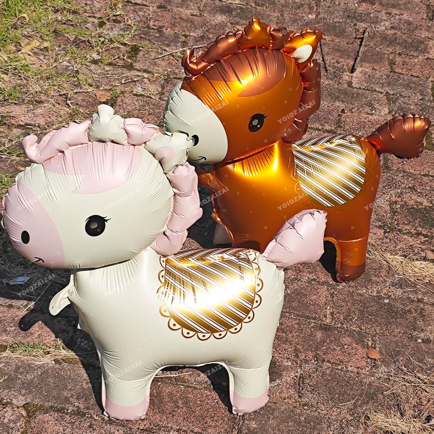 2PCS Self Standing Unicorn Balloon Cute Brown Pink White Birthday Helium Balloon For Girls Birthday Unicorn Theme Wedding Baby Shwoer Party Decoration Supplies