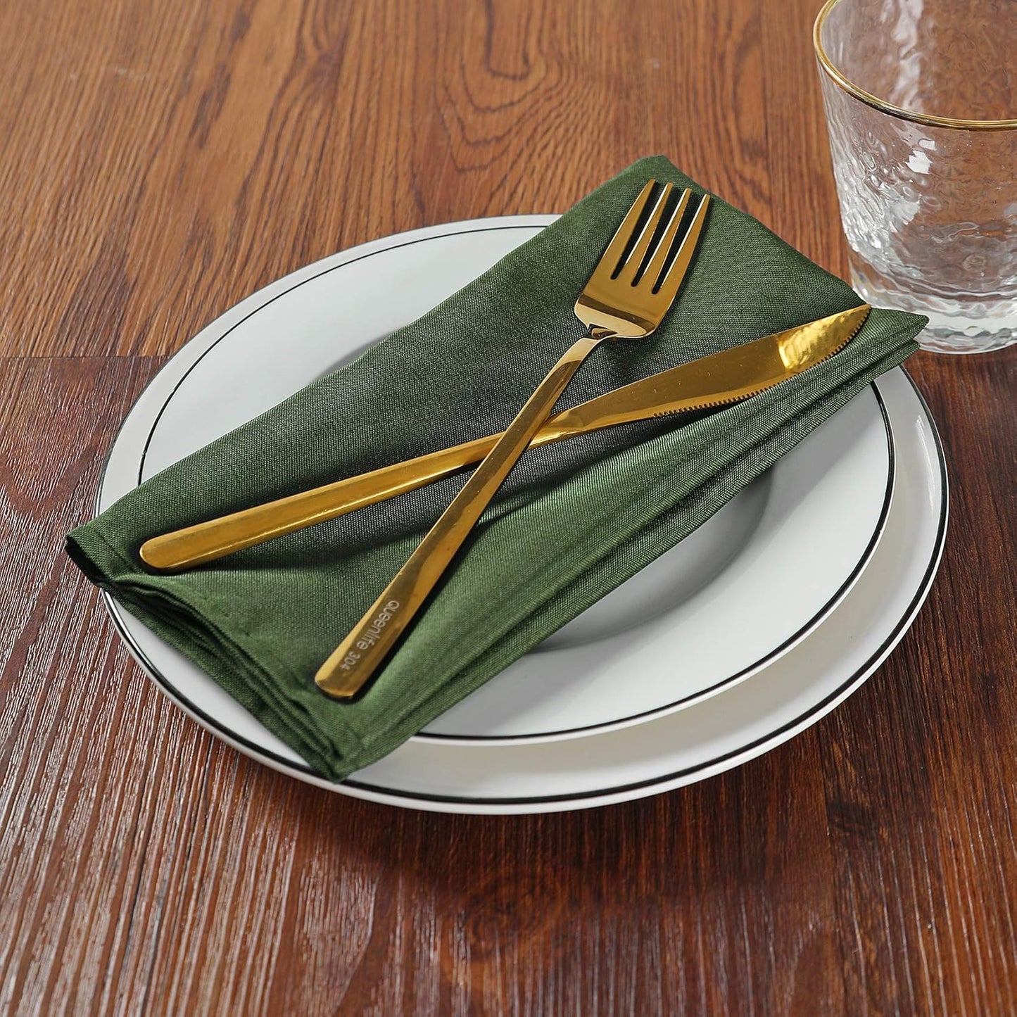 Cloth Napkins 17x17 inch Washable Polyester Dinner Napkins Soft Table Napkins for Wedding Party Dining Banquet(Willow,12PCS)