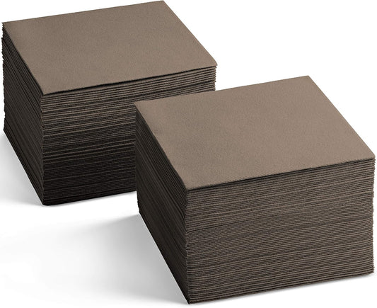 Linen-Feel Colored Cocktail Napkins - Decortive Cloth-Like BEIGE Dessert And Beverage Napkins - Soft And Absorbent. For Restaurant, Bar, Cafe, Or Event. (Pack of 200)