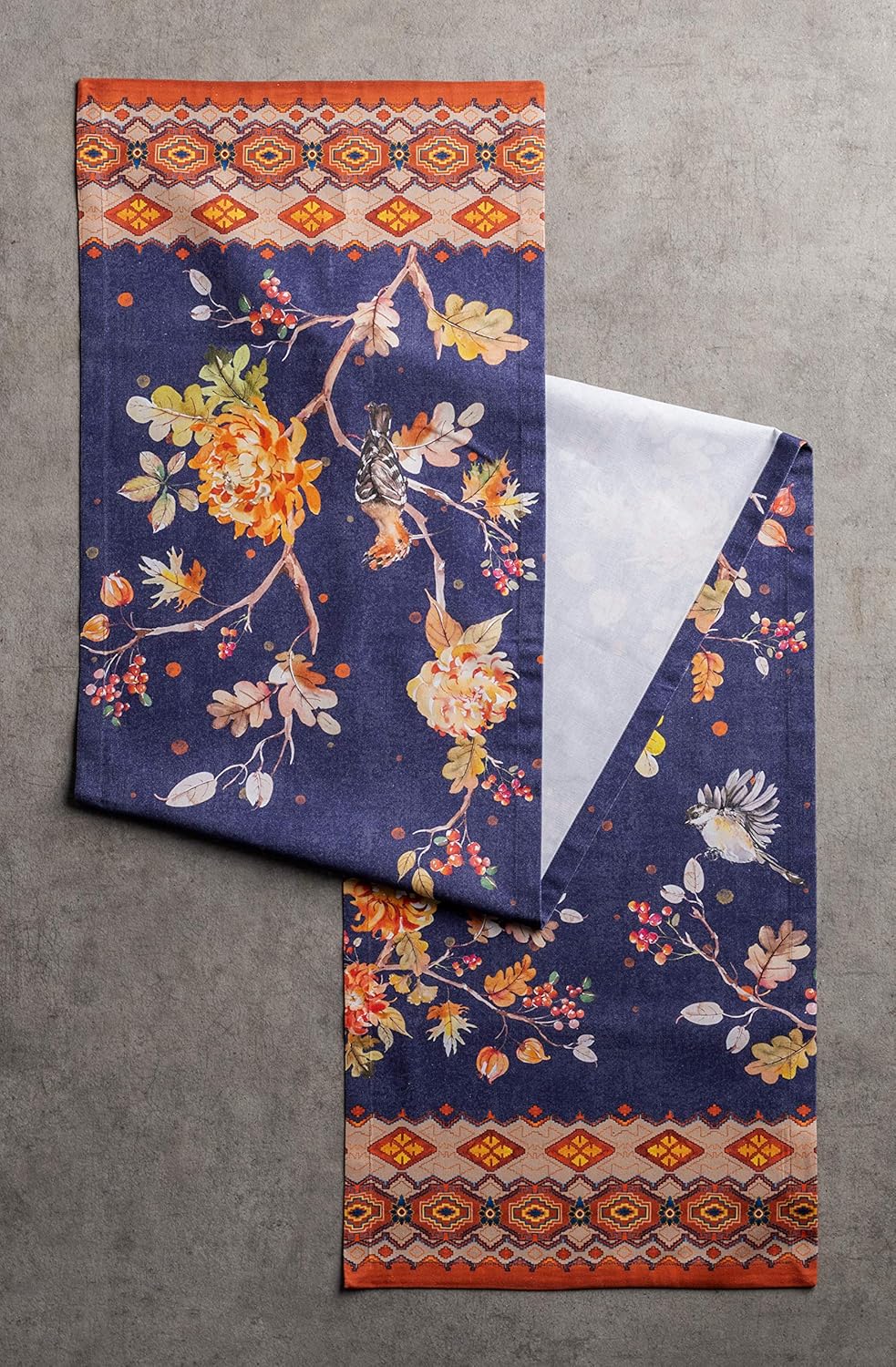 Maison d' Hermine Table Runner 100% Cotton Single Layer Table Runners 60 inches Long for Thanksgiving Christmas Decorations Home Kitchen Dining Party Wedding (Kelim - Infinity, 14.5" x 60")